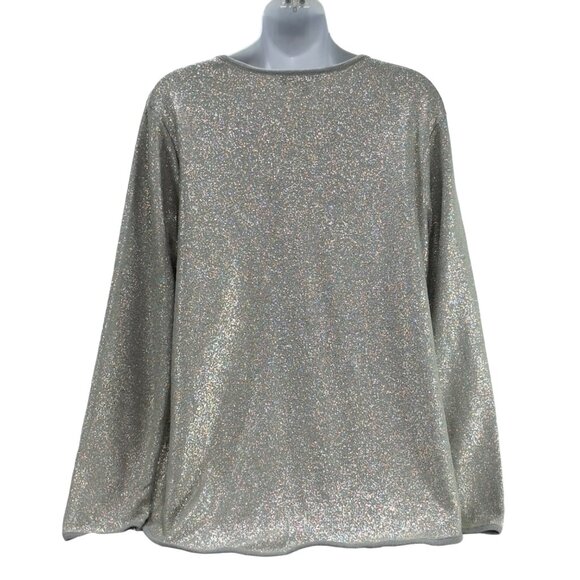 STYLE & CO Women’s Top Cotton Blend Sweatshirt Metallic Gray Long Sleeve Size M - Picture 2 of 7